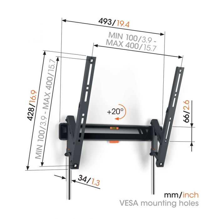 VOGELS TILT MEDIUM WALL MOUNT TVM 3415