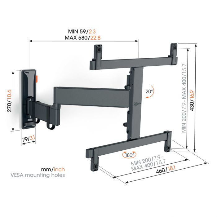 VOGELS FULL MOTION+ MEDIUM WALL MOUNT OLED TVM 3465