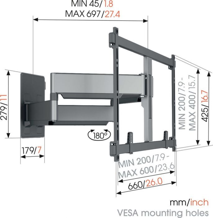 VOGELS SUPPORT TV ORIENTABLE TVM5855 BK