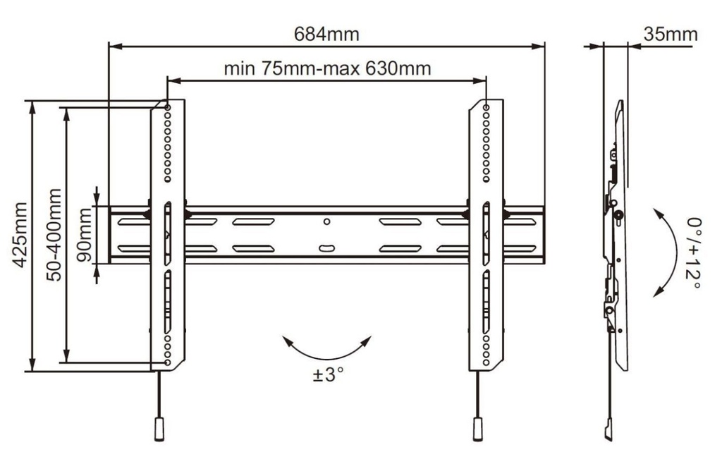 Muurbeugel Universal Wallmount Outdoor 600 MAX - 40-75'' [zwart] 