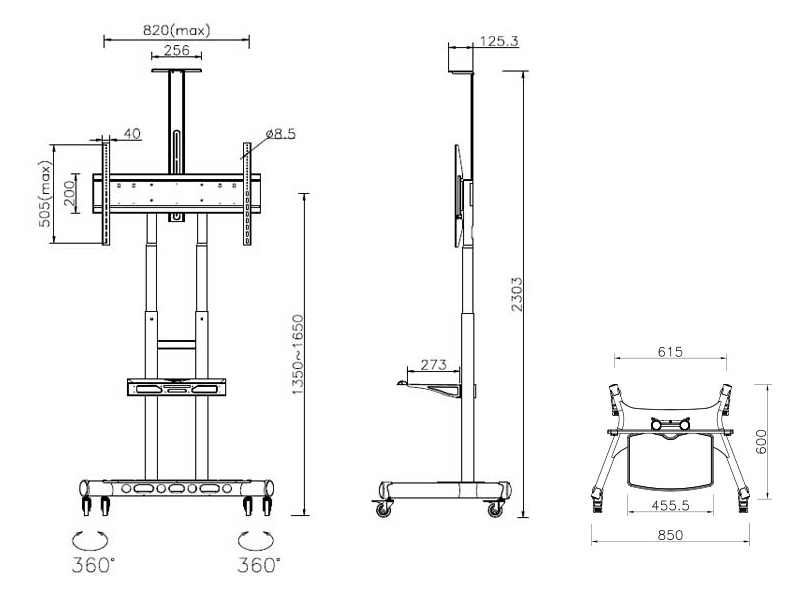  Public Floorstand Basic 180 incl shelf & camera holder 