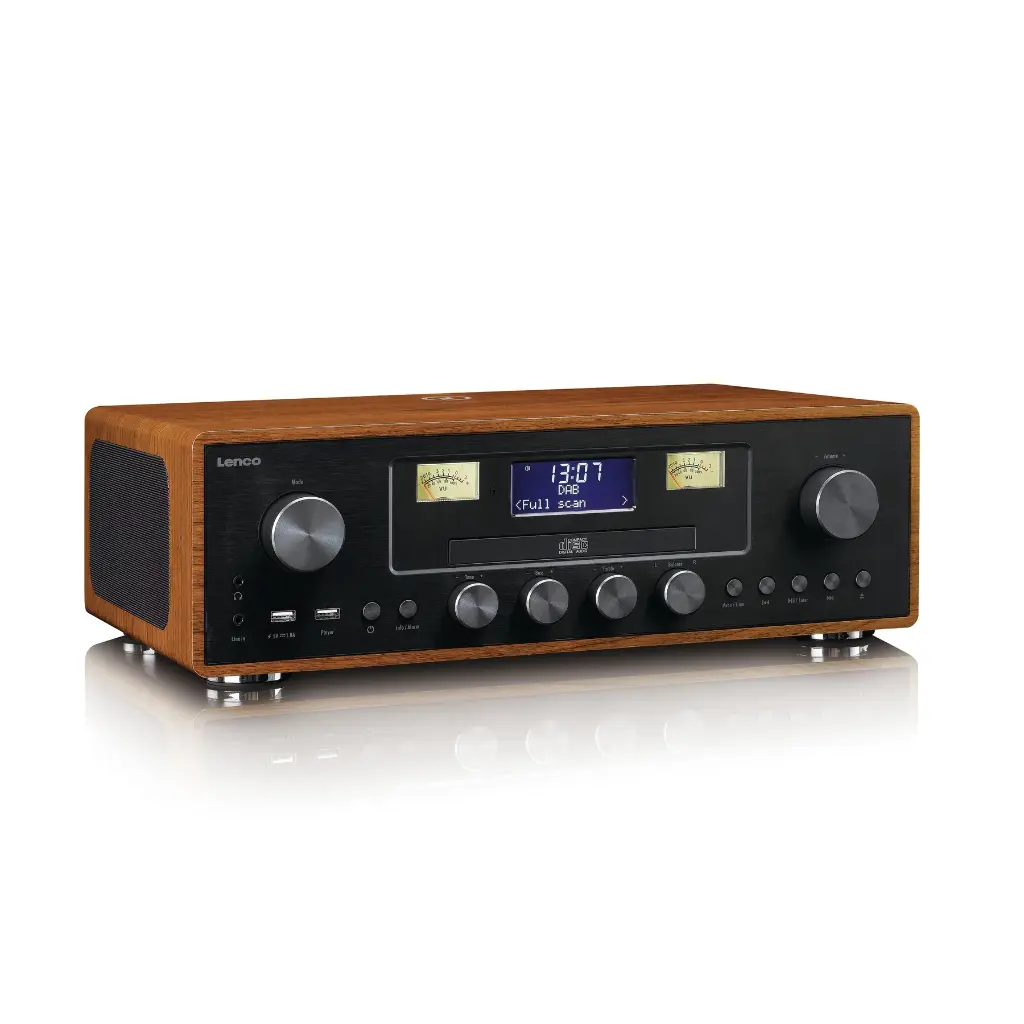 LENCO DAR-081WD - DAB+/FM radio met CD-speler, USB, Bluetooth® en draadloos oplaadpunt - Hout/Zwart 