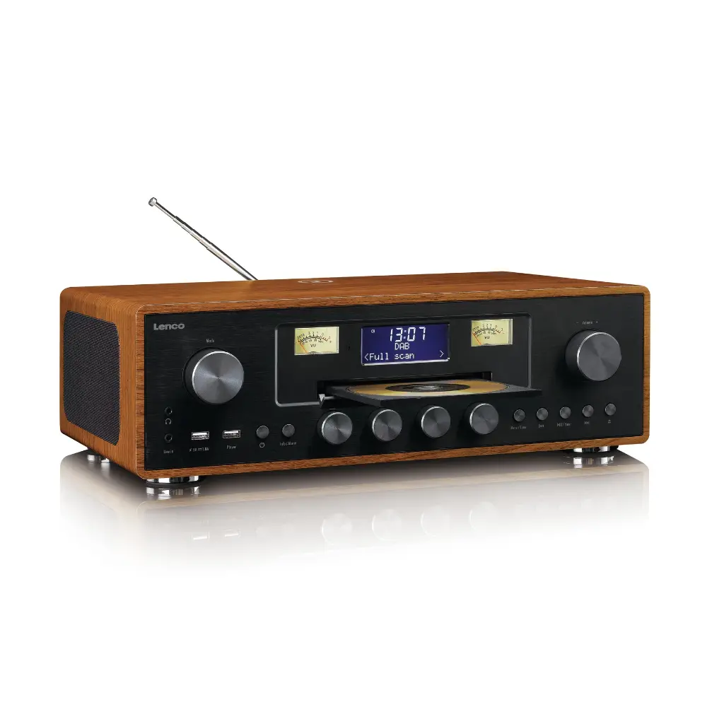 LENCO DAR-081WD - DAB+/FM radio met CD-speler, USB, Bluetooth® en draadloos oplaadpunt - Hout/Zwart 