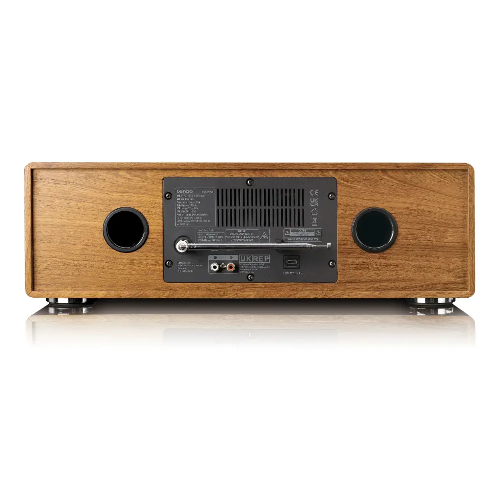 LENCO DAR-081WD - DAB+/FM radio met CD-speler, USB, Bluetooth® en draadloos oplaadpunt - Hout/Zwart 