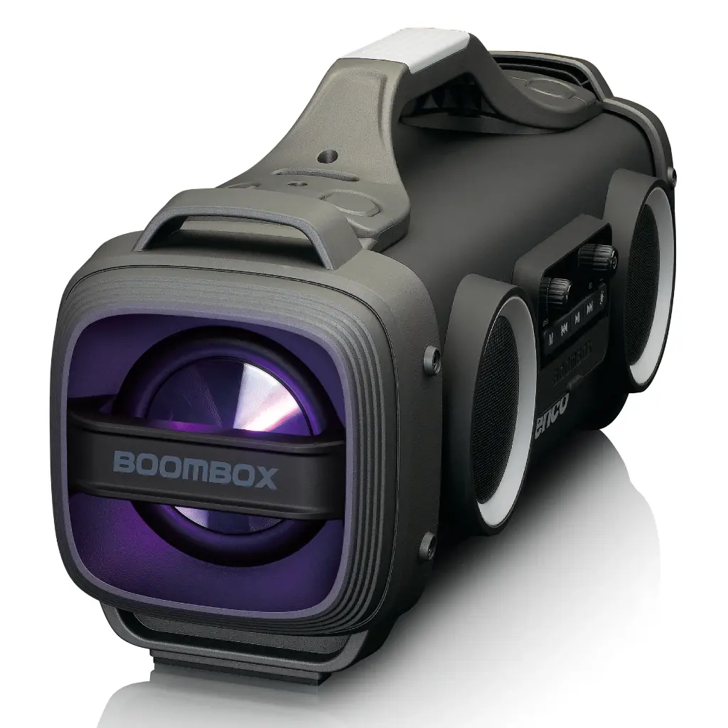 LENCO SPR-200BK - Splashproof Bluetooth® speaker FM radio USB en micro SD met lichteffecten - Zwart 