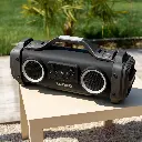 LENCO SPR-200BK - Splashproof Bluetooth® speaker FM radio USB en micro SD met lichteffecten - Zwart 
