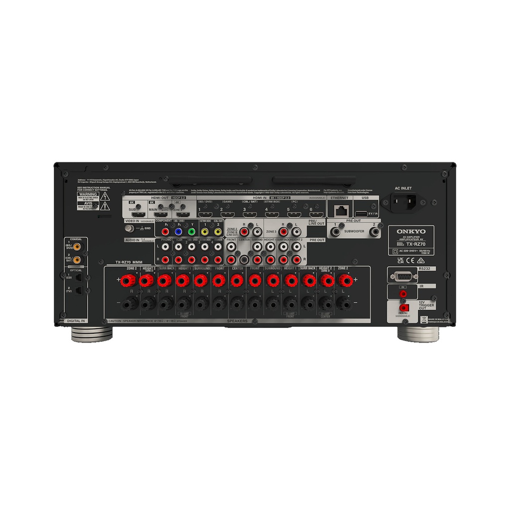 Onkyo 11.2 THX 8K AV Receiver TX-RZ70 - Black TXRZ70