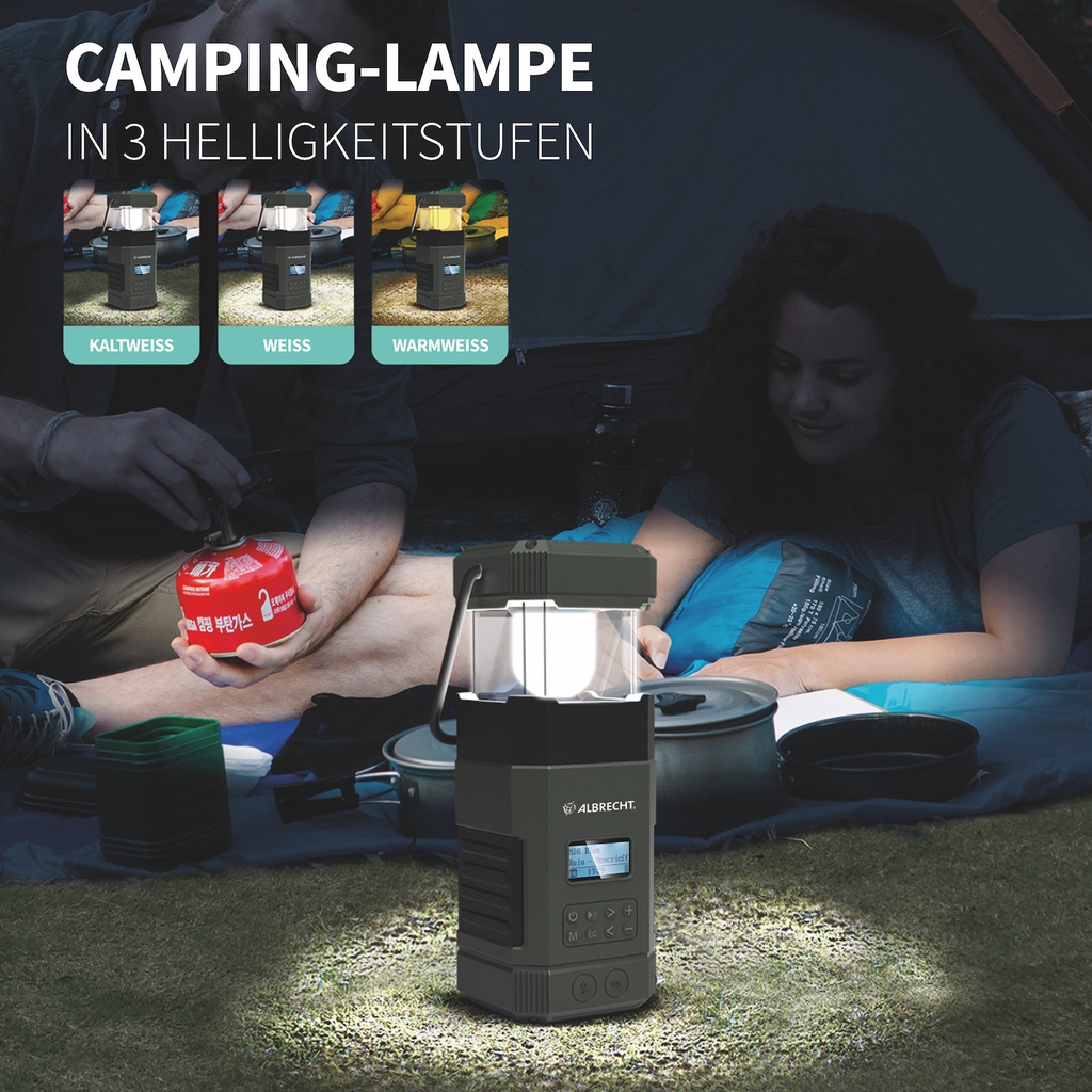 Albrecht DR114 DAB+ outdoor radio with camping lamp