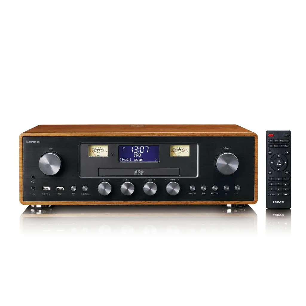 LENCO DAR-081WD - DAB+/FM radio met CD-speler, USB, Bluetooth® en draadloos oplaadpunt - Hout/Zwart 