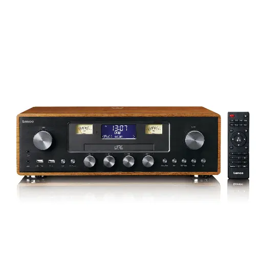 LENCO DAR-081WD - DAB+/FM radio met CD-speler, USB, Bluetooth® en draadloos oplaadpunt - Hout/Zwart 