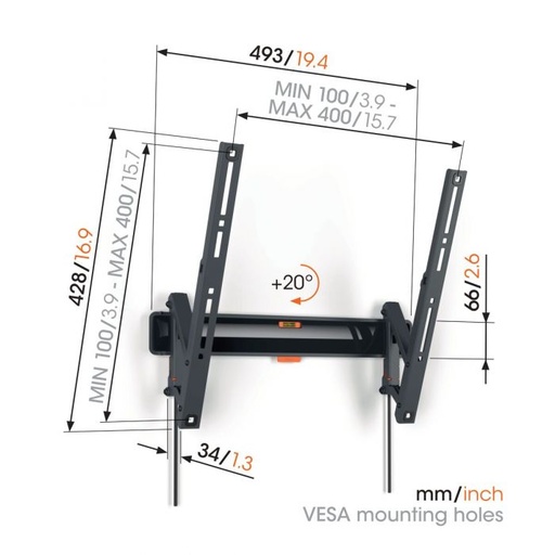 VOGELS TILT MEDIUM WALL MOUNT TVM 3415