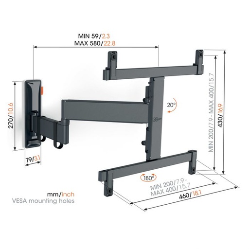 Vogels support mural comfort TVM3465