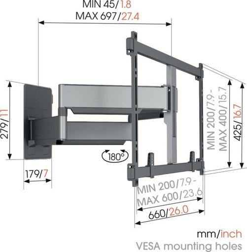 VOGELS SUPPORT TV ORIENTABLE TVM5855 BK